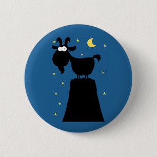 Silhouette van Goat op Mountain Ronde Button 5,7 Cm