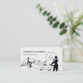 Silhouette van het Visitekaartje Violinist & Notes (Staand voorkant)