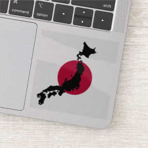 Silhouette van Japan over de nationale vlag van de Sticker