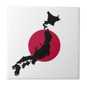 Silhouette van Japan over de nationale vlag van de Tegeltje