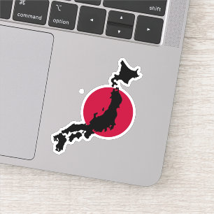 Silhouette van Japan over de nationale vlag van Ri Sticker