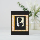 Silhouette van jongen lezen briefkaart (Staand voorkant)