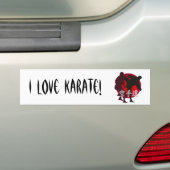 Silhouette van Karate gevecht, rode cirkelachtergr Bumpersticker (Op auto)