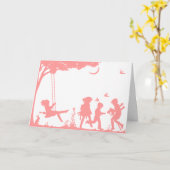 Silhouette van kinderen die spelen kaart (Gele Bloem)