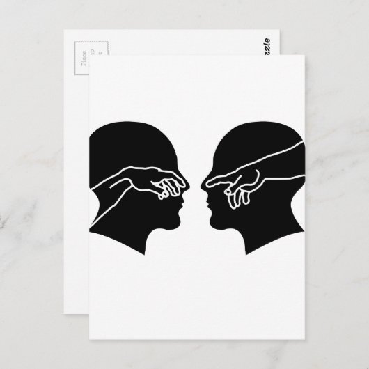 Silhouette van mannelijke gezichten met handen briefkaart (Voorkant / Achterkant)