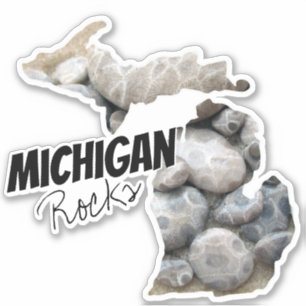 Silhouette van Michigan met Michigan Rocks! Sticker
