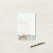 Silhouette van Rode Bloemen op Blauwgroen Achtergr Post-it® Notes (Op bureau)