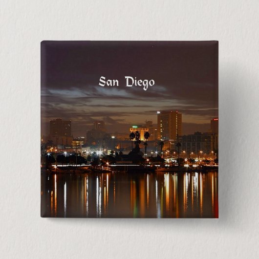 Silhouette van San Diego, Californië Vierkante Button 5,1 Cm (Voorkant)