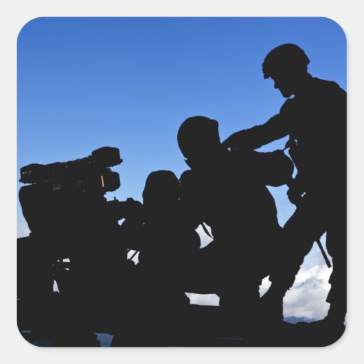 Silhouette van soldaten vierkante sticker (Voorkant)