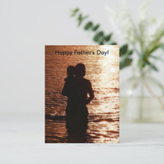 Silhouette van vader en kind Vaderdag Briefkaart