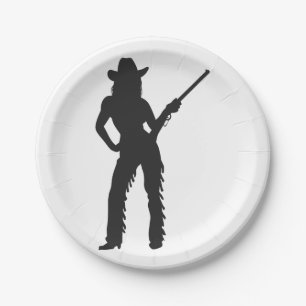 Silhouette van Western Cowgirl Papieren Bordje