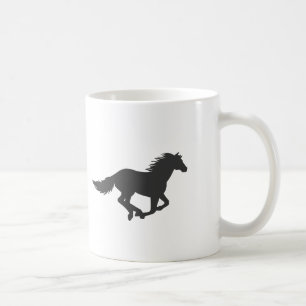 Silhouette van zwarte rijppaarden koffiemok