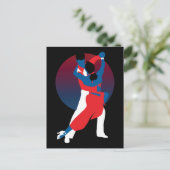 Silhouette voor rood en blauw dansen - Tango-danse Briefkaart (Staand voorkant)