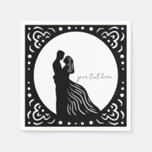 Silhouette Wedding Couple Black papieren servetten
