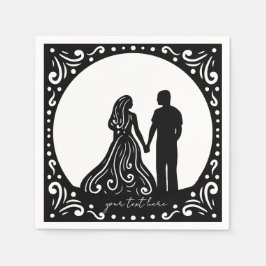 Silhouette Wedding Couple Black papieren servetten