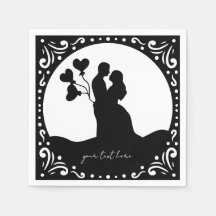 Silhouette Wedding Couple paper servkins
