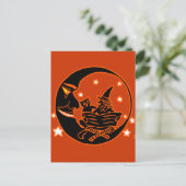  Silhouette Witch Cat en Moon Briefkaart (Staand voorkant)