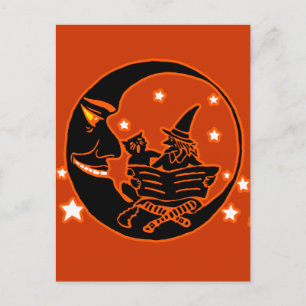  Silhouette Witch Cat en Moon Briefkaart