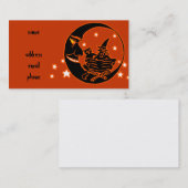  Silhouette Witch Cat en Moon Visitekaartje (Voorkant / Achterkant)