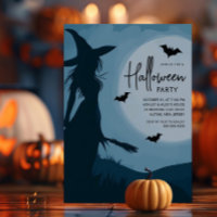 Silhouette Witch Halloween Party Uitnodiging