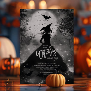 Silhouette Witch Halloween Party Uitnodiging