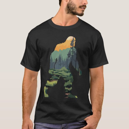 Silhouette with Scenic Forest Mountain Sunset gift T-shirt (Voorkant)