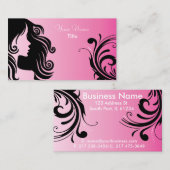 Silhouette Woman Hair Stylist - Roze Visitekaartje (Voorkant / Achterkant)