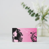 Silhouette Woman Hair Stylist - Roze Visitekaartje (Staand voorkant)
