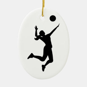 silhouette women's volleyball keramisch ornament