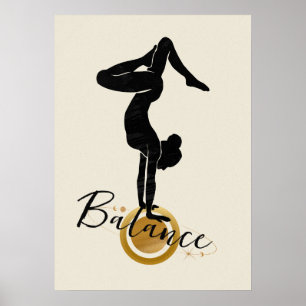 Silhouette yoga ondersteboven handstand poster