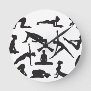 Silhouette Yoga pose Ronde Klok