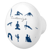 Silhouette Yoga Poses Thunder_Cove Keramische Knop (Rechts)