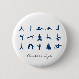 Silhouette Yoga Poses Thunder_Cove Ronde Button 5,7 Cm
