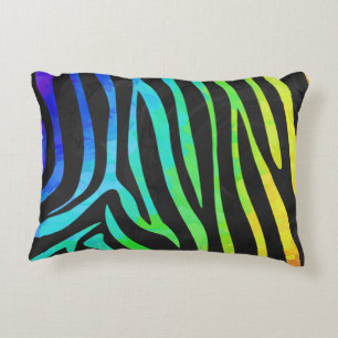 Silhouette Zebra Black en Rainbow Accent Kussen