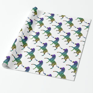 Silhouette Zebra Black en Rainbow Cadeaupapier