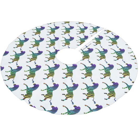 Silhouette Zebra Black en Rainbow Kerstboom Rok (Gekanteld)