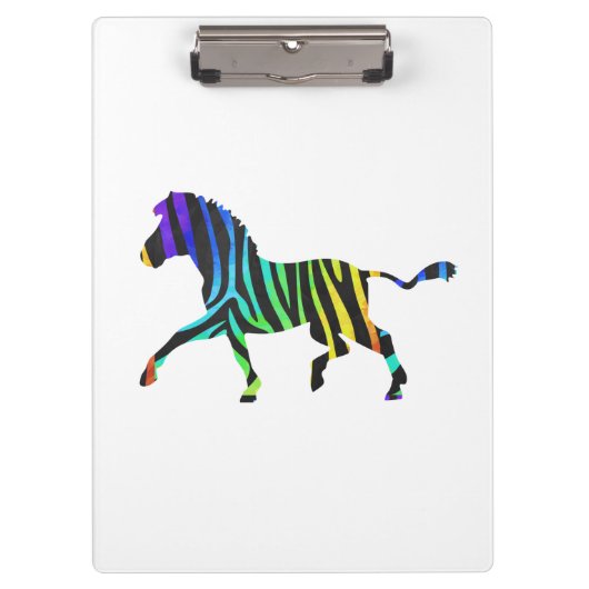 Silhouette Zebra Black en Rainbow Klembord (Voorkant)