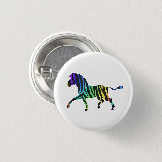 Silhouette Zebra Black en Rainbow Ronde Button 3,2 Cm (Voorkant /achterkant)