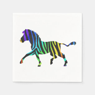 Silhouette Zebra Black en Rainbow Servetten