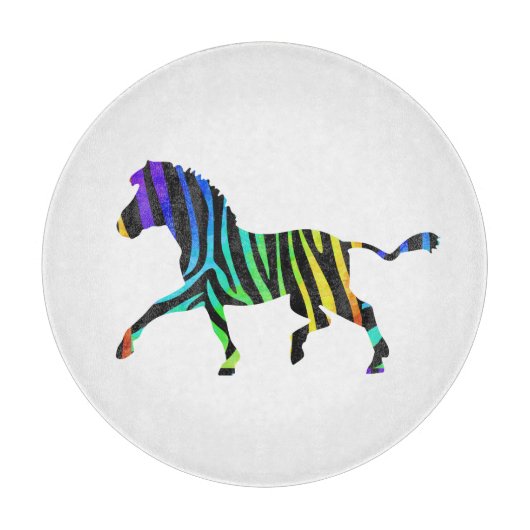 Silhouette Zebra Black en Rainbow Snijplank (Voorkant)