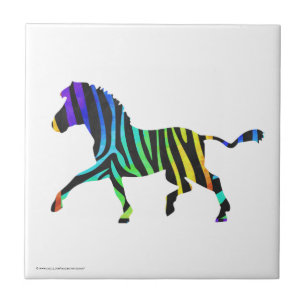 Silhouette Zebra Black en Rainbow Tegeltje