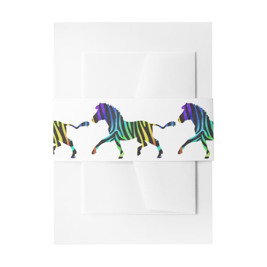 Silhouette Zebra Black en Rainbow Uitnodigingen Wikkel (Voorkant Voorbeeld)