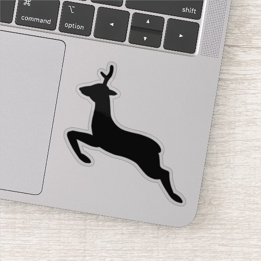 Silhouette (zwart en wit) deer Leaping Sticker (Detail)