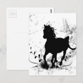 Silhouette, zwart paard briefkaart (Voorkant / Achterkant)
