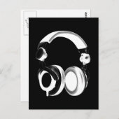 Silhouette (zwart-wit) hoofdtelefoon briefkaart (Voorkant / Achterkant)