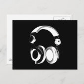 Silhouette (zwart-wit) hoofdtelefoon briefkaart (Voorkant / Achterkant)