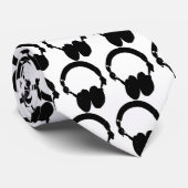 Silhouette (zwart-wit) hoofdtelefoon stropdas (Opgerold)