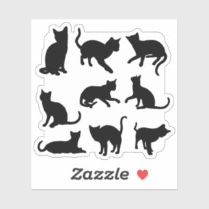 Silhouette Zwarte Kitty Kat Familie Collectie Pose Sticker