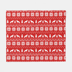 Silhouetten van Duitse herdershond met Kerstmis Fleece Deken
