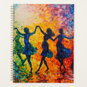 Silhouettes colorées dansant